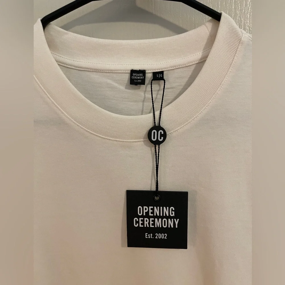 Opening Ceremony White Logo Hem Cropped Tee Size L NWT - Picture 4 of 7